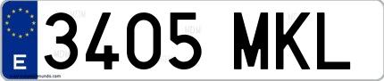 Ejemplo de matrícula española 3405 MKL