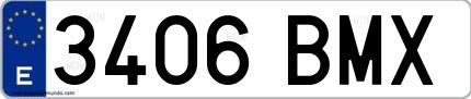 Ejemplo de matrícula española 3406 BMX