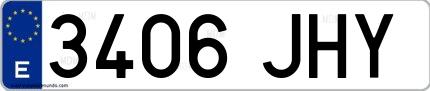 Ejemplo de matrícula española 3406 JHY