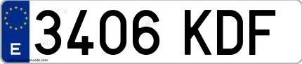 Ejemplo de matrícula española 3406 KDF