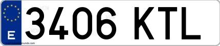 Ejemplo de matrícula española 3406 KTL