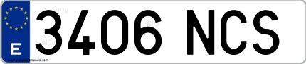Ejemplo de matrícula española 3406 NCS