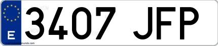 Ejemplo de matrícula española 3407 JFP