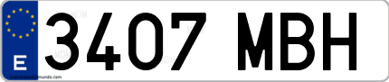 Ejemplo de matrícula de coche ordinaria 3407 MBH