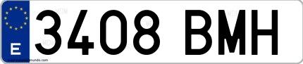 Ejemplo de matrícula española 3408 BMH