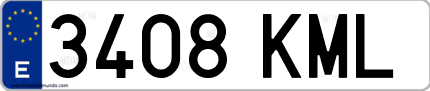 Ejemplo de matrícula de coche ordinaria 3408 KML