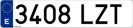 Ejemplo de matrícula española 3408 LZT
