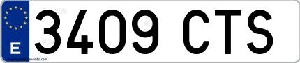 Ejemplo de matrícula española 3409 CTS