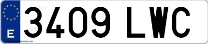 Ejemplo de matrícula de coche ordinaria 3409 LWC