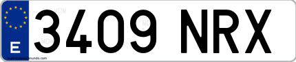 Ejemplo de matrícula española 3409 NRX