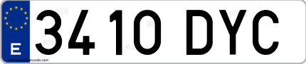Ejemplo de matrícula de coche ordinaria 3410 DYC