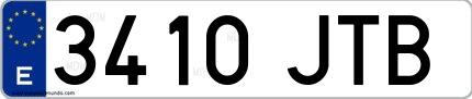 Ejemplo de matrícula española 3410 JTB