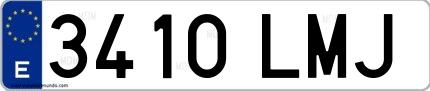 Ejemplo de matrícula española 3410 LMJ