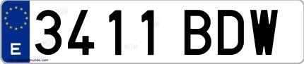 Ejemplo de matrícula española 3411 BDW