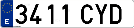 Ejemplo de matrícula de coche ordinaria 3411 CYD