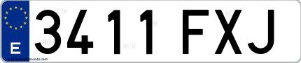 Ejemplo de matrícula española 3411 FXJ
