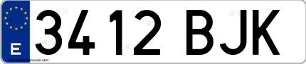 Ejemplo de matrícula española 3412 BJK