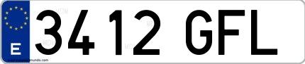 Ejemplo de matrícula española 3412 GFL