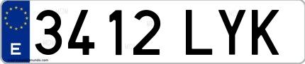 Ejemplo de matrícula española 3412 LYK