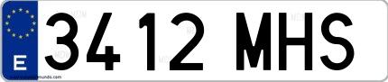 Ejemplo de matrícula española 3412 MHS
