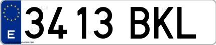 Ejemplo de matrícula española 3413 BKL