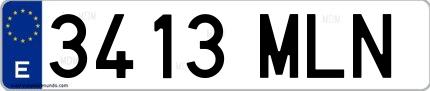 Ejemplo de matrícula española 3413 MLN