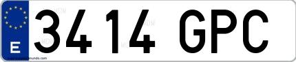 Ejemplo de matrícula española 3414 GPC