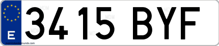 Ejemplo de matrícula de coche ordinaria 3415 BYF