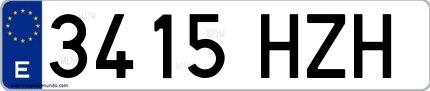 Ejemplo de matrícula española 3415 HZH