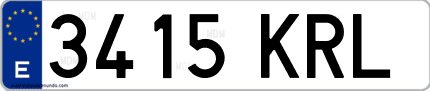 Ejemplo de matrícula de coche ordinaria 3415 KRL