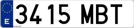 Ejemplo de matrícula española 3415 MBT