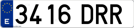 Ejemplo de matrícula de coche ordinaria 3416 DRR