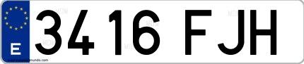 Ejemplo de matrícula española 3416 FJH
