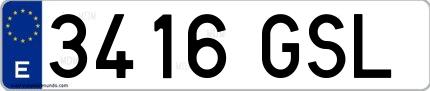 Ejemplo de matrícula española 3416 GSL