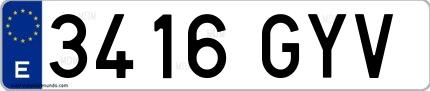 Ejemplo de matrícula española 3416 GYV