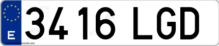 Ejemplo de matrícula de coche ordinaria 3416 LGD