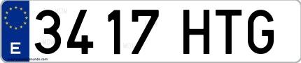 Ejemplo de matrícula española 3417 HTG