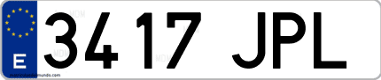 Ejemplo de matrícula de coche ordinaria 3417 JPL