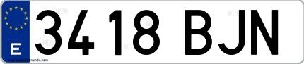 Ejemplo de matrícula española 3418 BJN