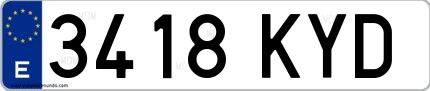 Ejemplo de matrícula española 3418 KYD