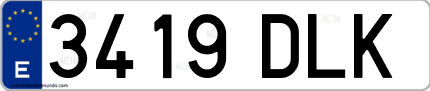 Ejemplo de matrícula de coche ordinaria 3419 DLK