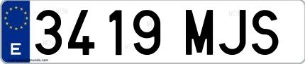 Ejemplo de matrícula española 3419 MJS
