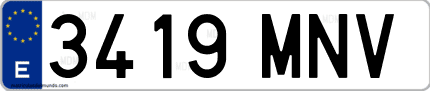 Ejemplo de matrícula de coche ordinaria 3419 MNV