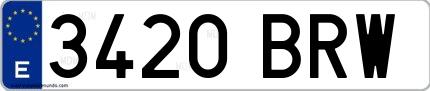 Ejemplo de matrícula española 3420 BRW