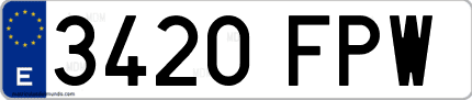 Ejemplo de matrícula de coche ordinaria 3420 FPW