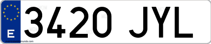 Ejemplo de matrícula de coche ordinaria 3420 JYL
