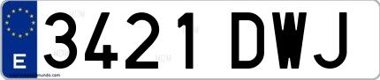 Ejemplo de matrícula española 3421 DWJ