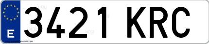 Ejemplo de matrícula española 3421 KRC