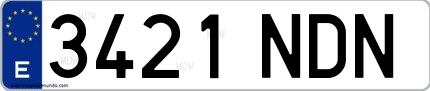 Ejemplo de matrícula española 3421 NDN