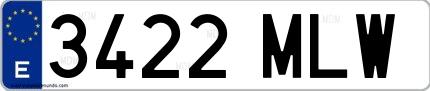 Ejemplo de matrícula española 3422 MLW